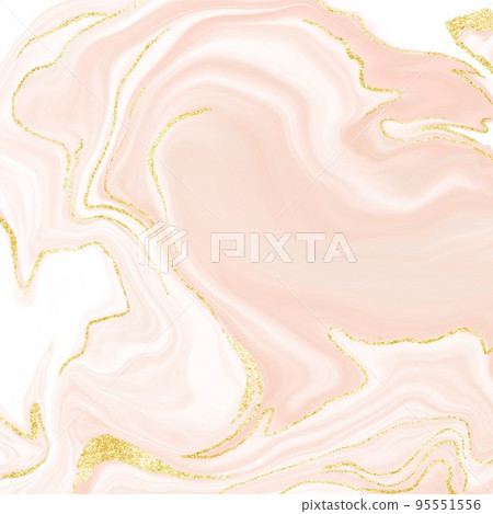 Pink Marble and golden line illustration Background 95551556