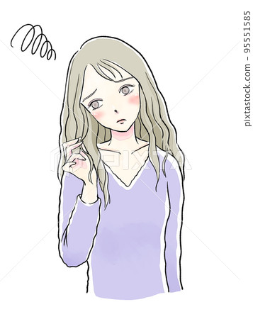頭髮受損的年輕女子 頭髮受損的年輕女子 95551585