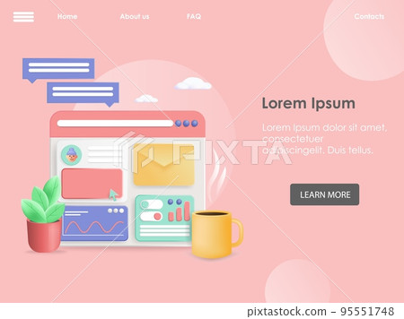 Freelancer coworking space web page vector design Freelancer coworking space web page vector design 95551748