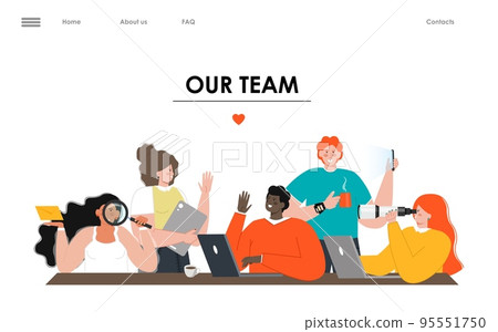 Team and coworking landing page vector template 95551750