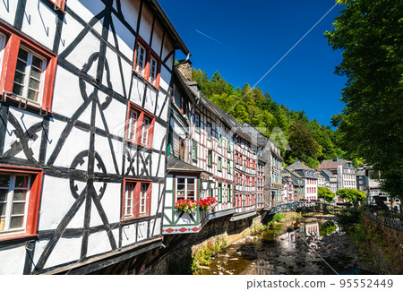Traditional architecture of Monschau in North Rhine-Westphalia, Germany 95552449