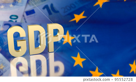 The gold gdp text on euro background for business concept 3d rendering 95552728
