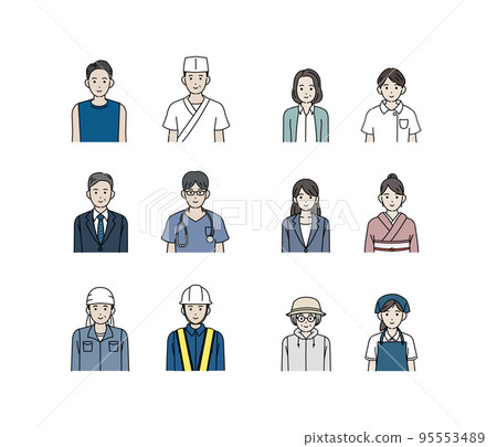 在各種職業中工作的人的插圖集 95553489