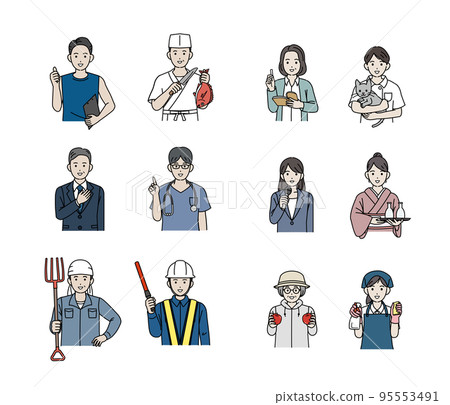 在各種職業中工作的人的插圖集 95553491