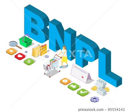 Buy now pay later BNPL online shopping vector 95554141