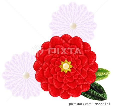 Decorative graphic of flowers made with Tsumami-zaiku Decorative graphic of flowers made with Tsumami-zaiku 95554161
