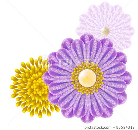 Decorative graphic of flowers made with Tsumami-zaiku Decorative graphic of flowers made with Tsumami-zaiku 95554312