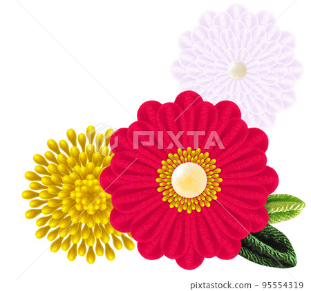 Decorative graphic of flowers made with Tsumami-zaiku Decorative graphic of flowers made with Tsumami-zaiku 95554319
