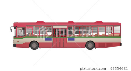 3D render thailand city bus red green white color transportation png illustration 95554681