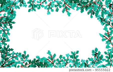 Watercolor. Holly vector frame with watercolor touch. Real touch decoration frame of holly tree. Watercolor. Holly vector frame with watercolor touch. Real touch decoration frame of holly tree. 95555022