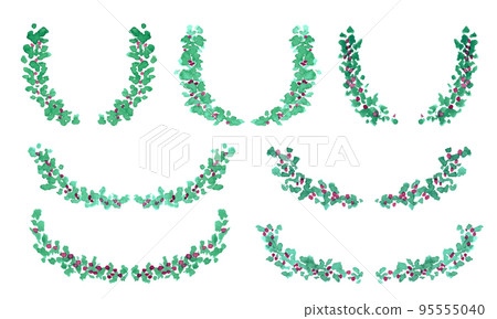 Watercolor. Holly vector frame with watercolor touch. Real touch decoration frame of holly tree. 95555040