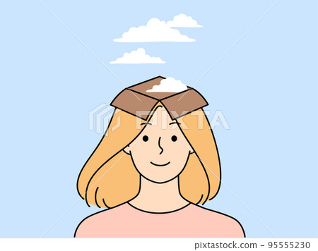 Smiling woman with open mind for inspiration Smiling woman with open mind for inspiration 95555230