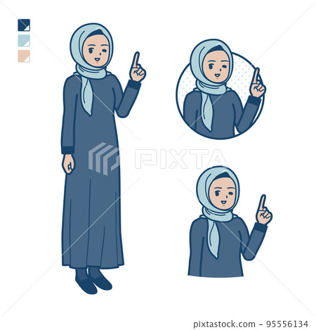 插圖指向一名戴著頭巾的阿拉伯婦女 95556134