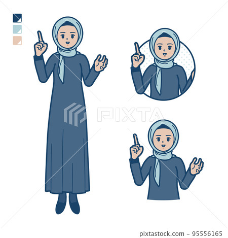 一個戴著頭巾說話的阿拉伯女人的插圖 95556165