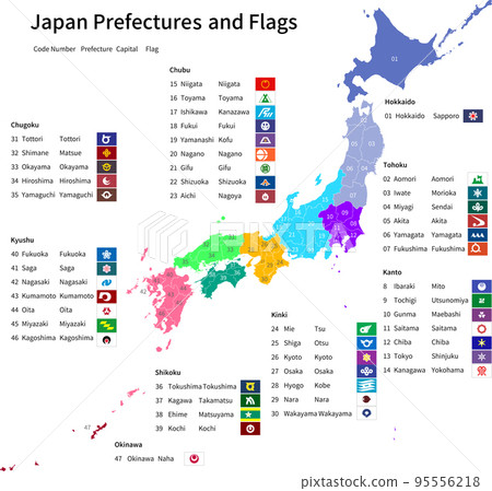 日本的都道府縣和旗幟，英文版 95556218