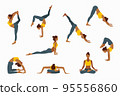 yoga, vector, woman 95556860