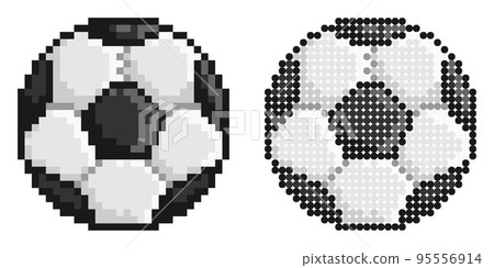 Pixel icon. Black and white classic soccer ball. Football sport game. Simple retro game vector isolated on white background Pixel icon. Black and white classic soccer ball. Football sport game. Simple retro game vector isolated on white background 95556914