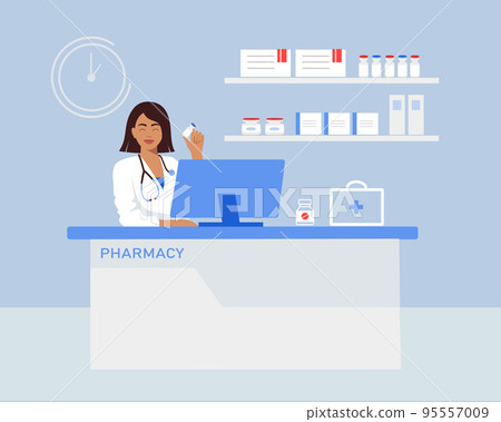 Pharmacy. A pharmacist is ready to advise, sell medicines. Pharmacy. A pharmacist is ready to advise, sell medicines. 95557009