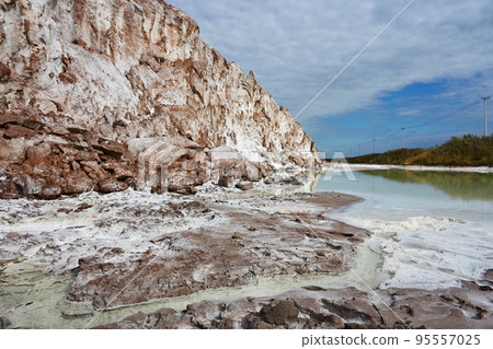Potash waste heaps with poison lake 95557025