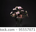 pink chrysanthemum on dark background 95557071
