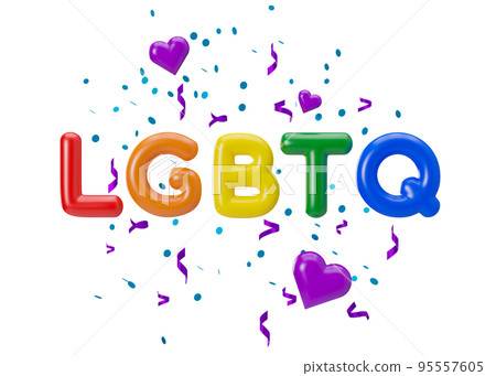 Rainbow LGBTQ letters isolated on white background. LGBT community, include lesbians, gays, bisexuals and transgender people. Alternative love. Diversity, homosexuality, equal marriage. 3D rendering. Rainbow LGBTQ letters isolated on white background. LGBT community, include lesbians, gays, bisexuals and transgender people. Alternative love. Diversity, homosexuality, equal marriage. 3D rendering. 95557605