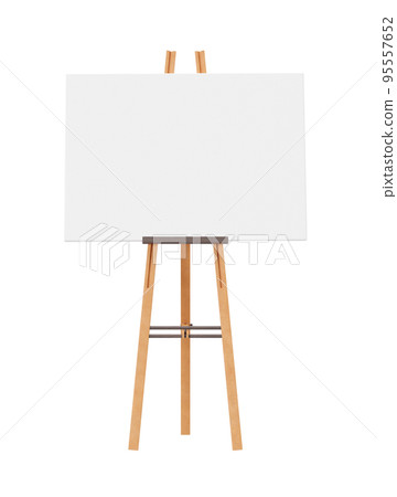 Empty horizontal canvas on wooden easel Stock Illustration