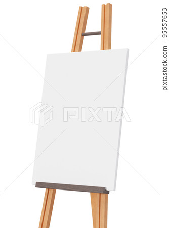 Empty vertical canvas on wooden easel isolated Stock