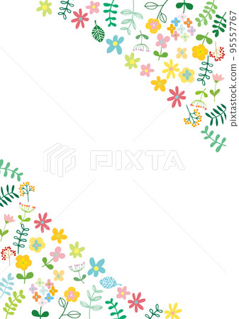 Scandinavian style flower and leaf frame vertical Scandinavian style flower and leaf frame vertical 95557767