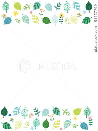 Scandinavian style stylish leaf and small flower frame 95557769