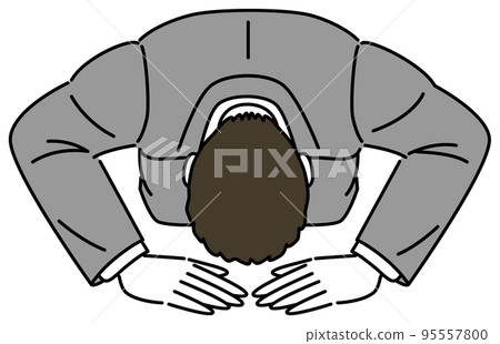 一個穿著西裝的男人在做一個簡單的商務人士矢量插圖 95557800