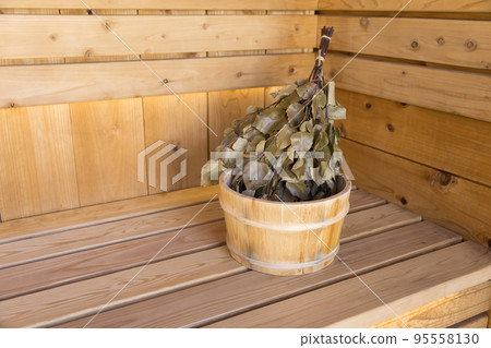 Sauna and water soaked vihta 95558130