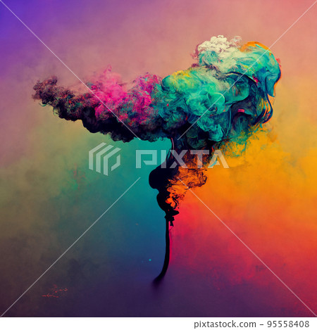 Abstract design of a dust cloud. Colorful rainbow of dust particles on colorful background. 95558408
