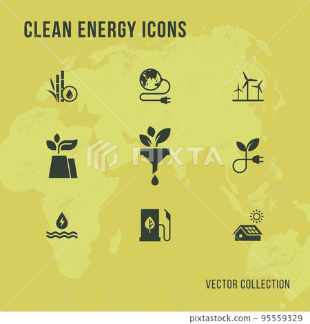 Set of eco vector icons in flat style. Eco collection with various icons on the theme of ecology and Set of eco vector icons in flat style. Eco collection with various icons on the theme of ecology and 95559329