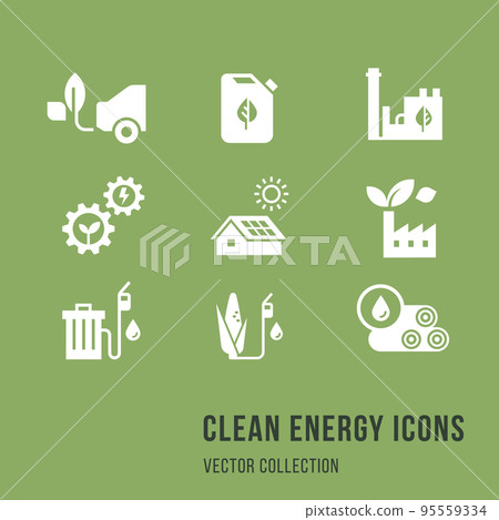 Set of eco vector icons in flat style. Eco collection with various icons on the theme of ecology and Set of eco vector icons in flat style. Eco collection with various icons on the theme of ecology and 95559334