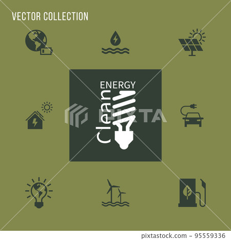 Set of eco vector icons in flat style. Eco collection with various icons on the theme of ecology and 95559336
