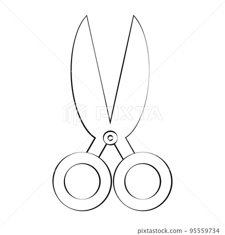 Scissors with a thin line. Vector on a white background Scissors with a thin line. Vector on a white background 95559734