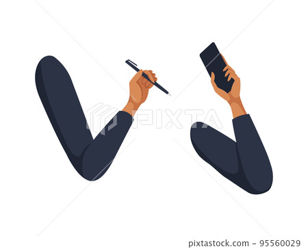 Woman Character Arms with Jacket Sleeve as Constructor with Separated Body Part Vector Set 95560029