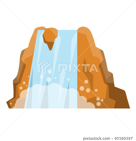 Waterfall on the mountain. Rocks and water. 95560397