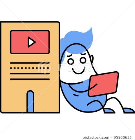 Character watching mobile video flat vector icon 95560635