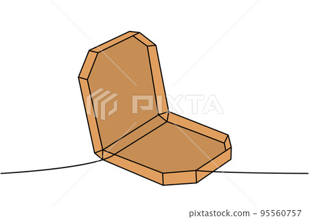 Pizza cardboard box one line colored continuous drawing. Empty cardboard boxes, bags for takeaway food continuous one line colorful illustration. 95560757