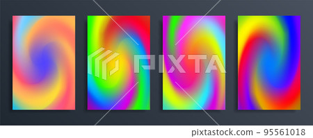 Set abstract gradient blurred background in bright vivid color. Blur vector wallpaper. 95561018