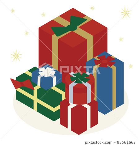 彩色聖誕彩禮盒的等距插圖 彩色聖誕彩禮盒的等距插圖 95561662