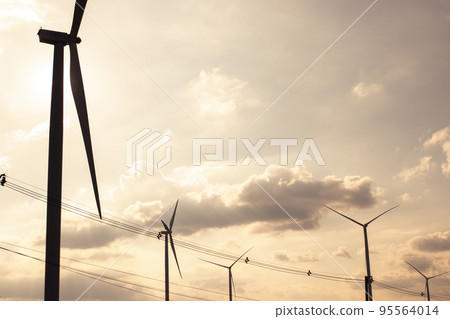 Wind turbine generate electricity with blue sky.. 95564014