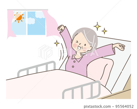 醒來後精神煥發的高級女性的插圖素材 醒來後精神煥發的高級女性的插圖素材 95564052