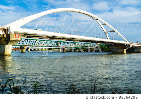 Nagara Bridge and Hankyu Senri Line Yodogawa Bridge over Yodo River in Osaka Prefecture Nagara Bridge and Hankyu Senri Line Yodogawa Bridge over Yodo River in Osaka Prefecture 95564299