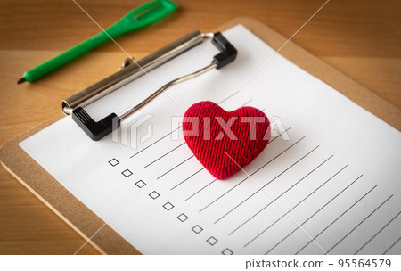 Check sheet and heart medical questionnaire heart bullying 95564579