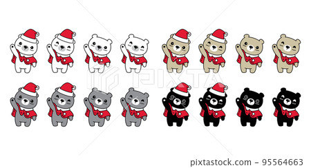 Bear vector polar bear chriatmas santa claus hat icon cartoon character logo doodle teddy symbol animal illustration isolated design 95564663
