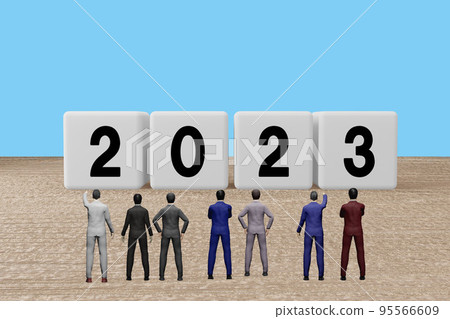 商人在尋找 2023 年新年的街區 商人在尋找 2023 年新年的街區 95566609