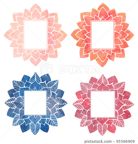 Set of frames with watercolor flower pattern 95566909