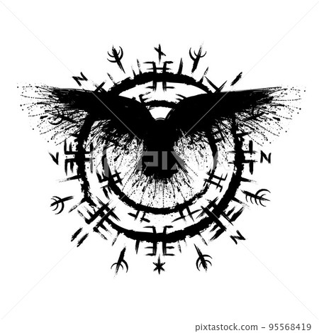 Scandinavian viking black raven symbol Scandinavian viking black raven symbol 95568419